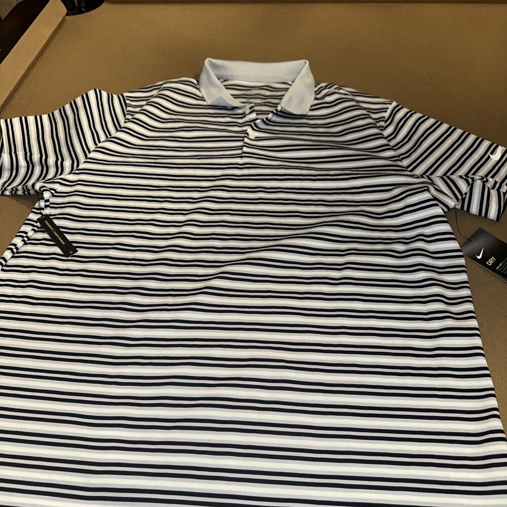 Men's Nike Dri-Fit Victory Stripe Polo Grey White Black BV0367-042 XXL